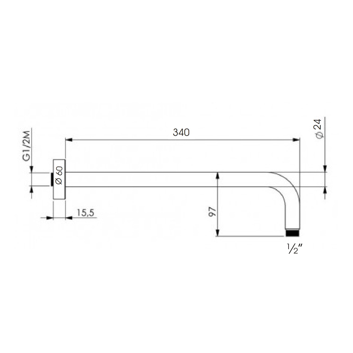  Braccio doccia in acciaio inox da 33 cm colore nero - Ares by CeramicStore | Lo specialista del tuo bagno