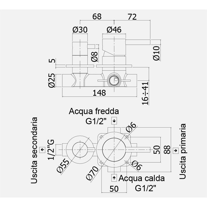  Miscelatore doccia incasso con deviatore Paffoni Steel acciaio inox by CeramicStore | Lo specialista del tuo bagno