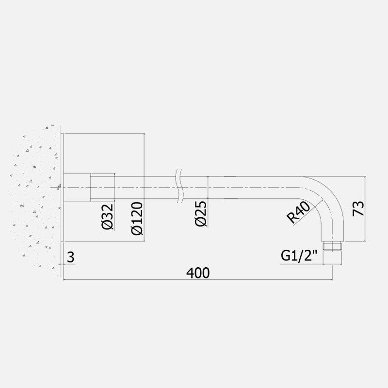  Braccio soffione doccia Paffoni Steel lunghezza 40 cm by CeramicStore | Lo specialista del tuo bagno