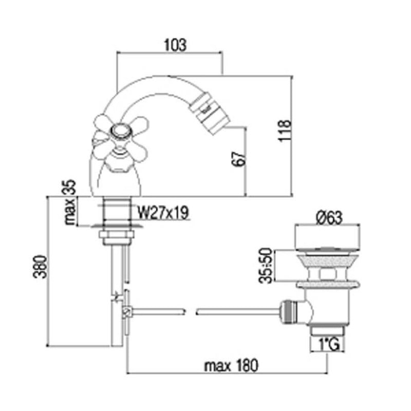  Rubinetto monoforo bidet con scarico serie Iris modello IRV137CR cromato Paffoni by CeramicStore | Lo specialista del tuo bagno