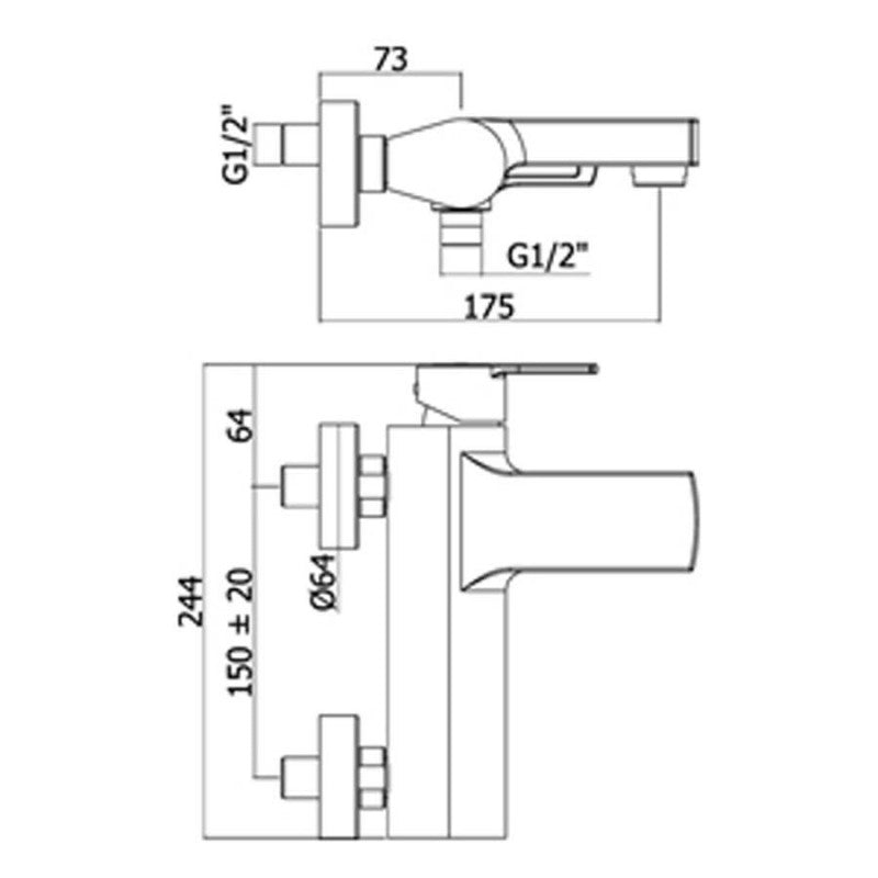  Miscelatore vasca Paffoni Ringo con set doccia e supporto a muro snodato by CeramicStore | Lo specialista del tuo bagno