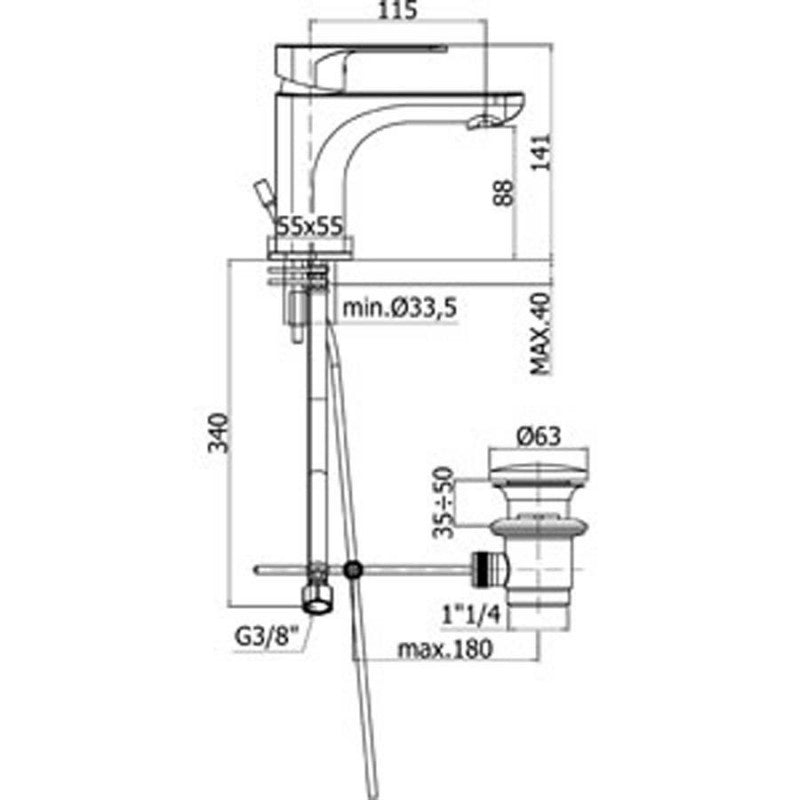  Miscelatore lavabo con scarico Paffoni Sly ottone cromato by CeramicStore | Lo specialista del tuo bagno