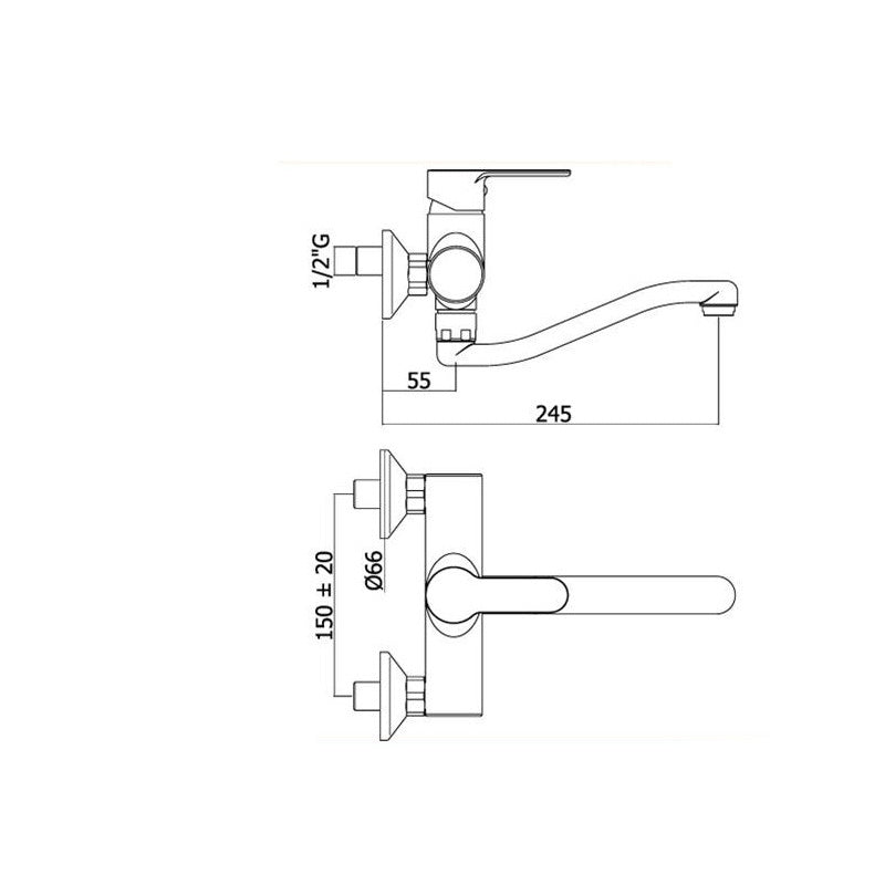  Miscelatore Lavello a Muro Paffoni Blu con canna tubo serpente BLU161CR by CeramicStore | Lo specialista del tuo bagno