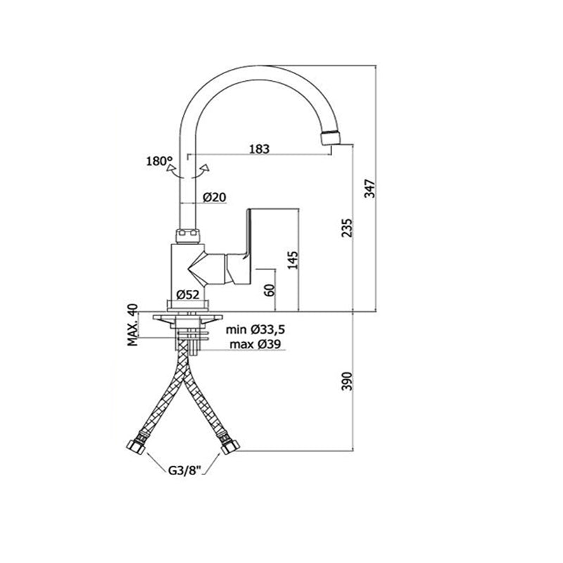  Miscelatore Lavello Paffoni Blu con canna girevole BLU180CR by CeramicStore | Lo specialista del tuo bagno