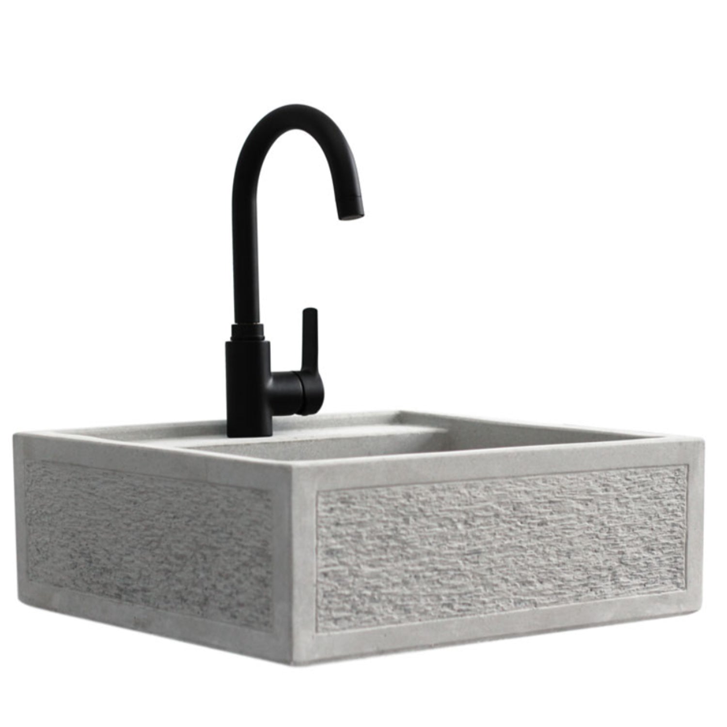 Lavello da esterno in cemento martellinato grigio cm 45x42x16h cm modello Navarra by CeramicStore | Lo specialista del tuo bagno