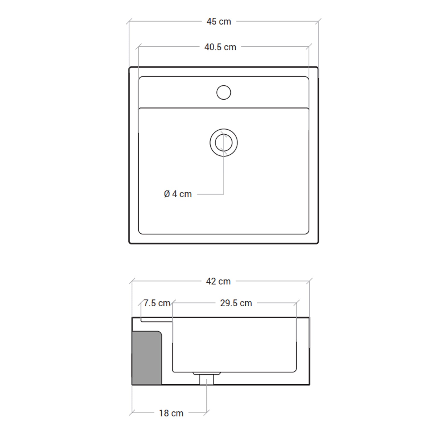  Lavello da esterno in cemento martellinato grigio cm 45x42x16h cm modello Navarra by CeramicStore | Lo specialista del tuo bagno