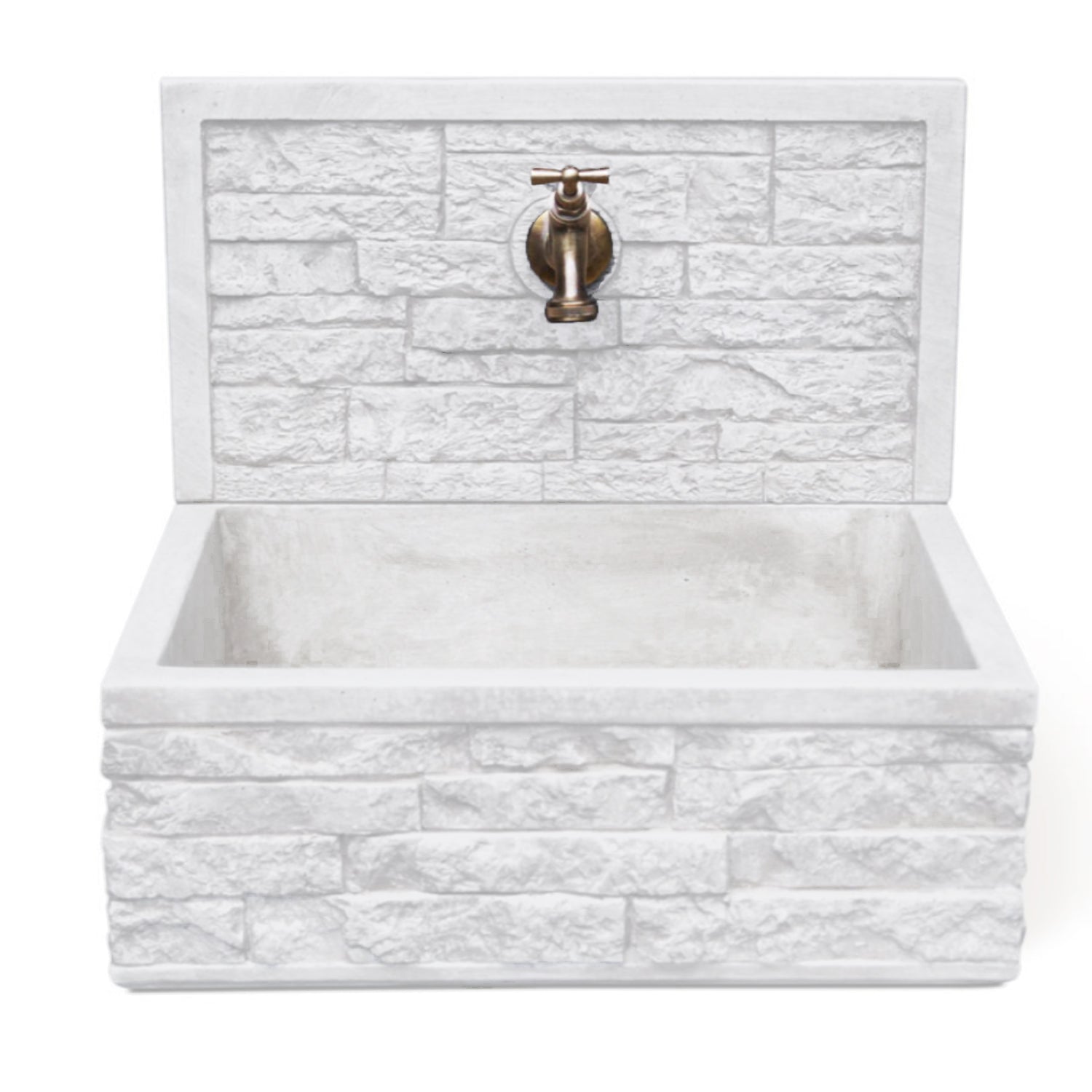 Lavello da esterno in cemento con para schizzi bianco cm 45x35x16h cm modello Q-Altopiano by CeramicStore | Lo specialista del tuo bagno