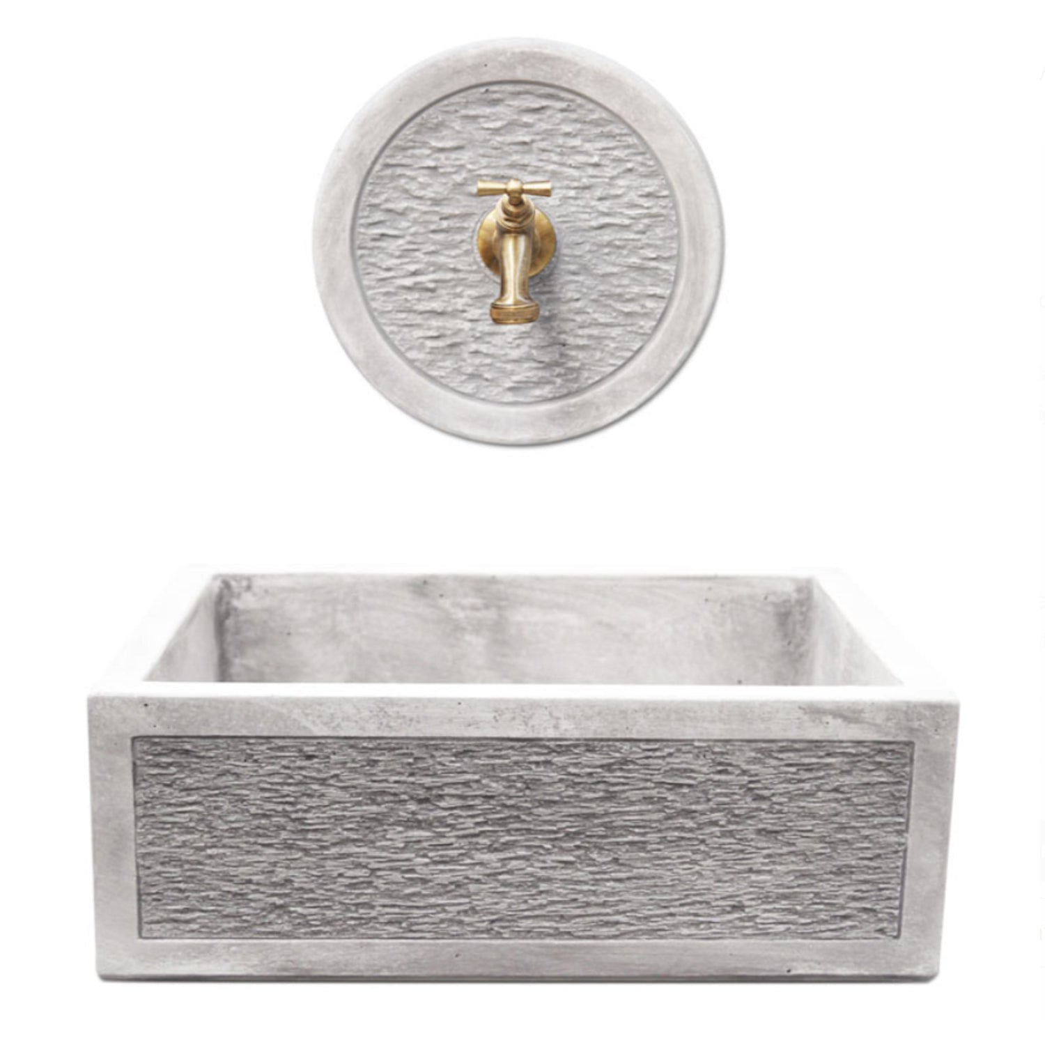 Acquaio da giardino in cemento con rosone para schizzi Grigio cm 45x35x16h cm modello R-Best by CeramicStore | Lo specialista del tuo bagno