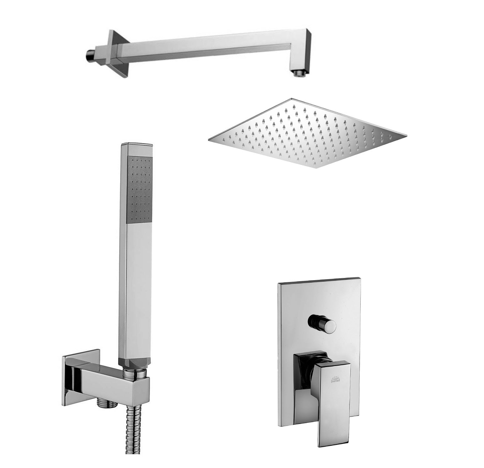 Set soffione doccia quadrato e braccio doccia quadrato con miscelatore incasso Level e set duplex doccia Cromo Paffoni by CeramicStore | Lo specialista del tuo bagno