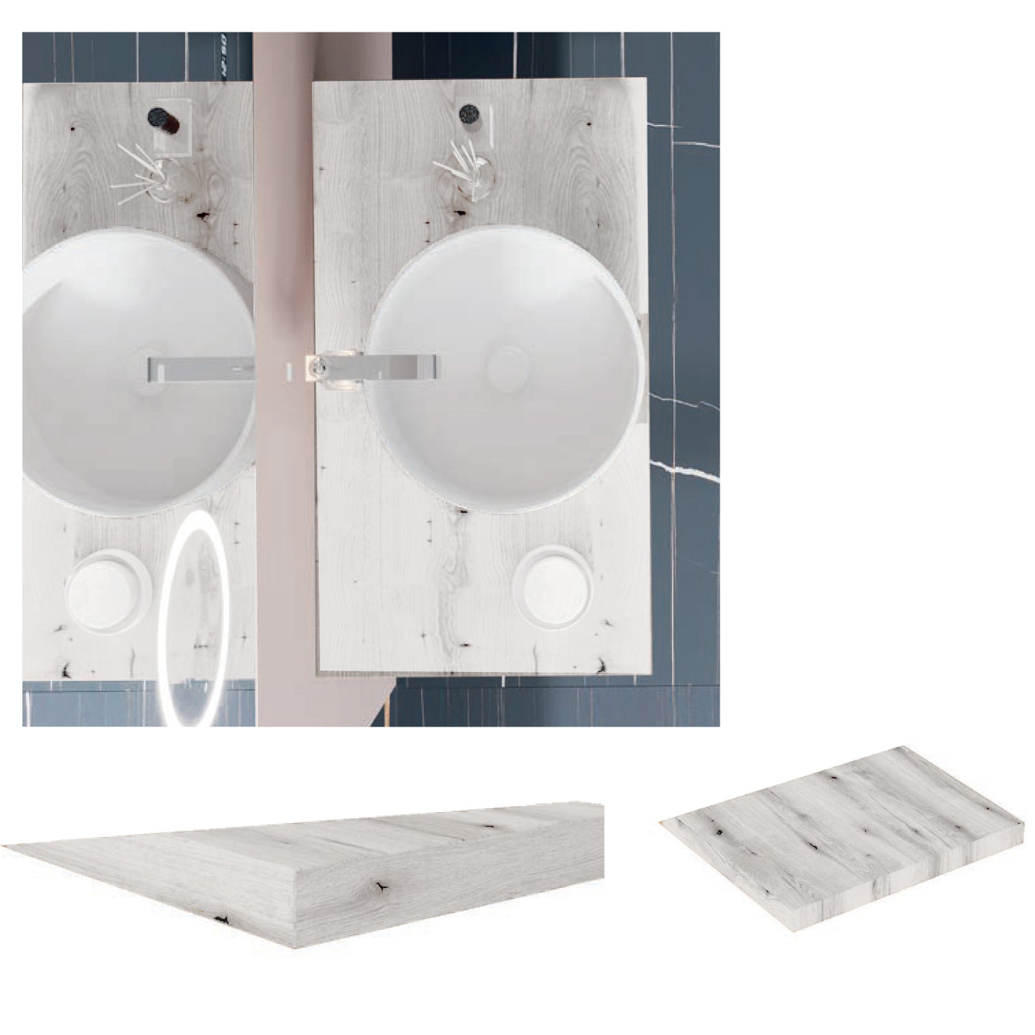  Mobile bagno a giorno con lavabo d'appoggio in ceramica e specchio touch cm 80 Beton- Cubi&Co modello Destiny 1 by CeramicStore | Lo specialista del tuo bagno