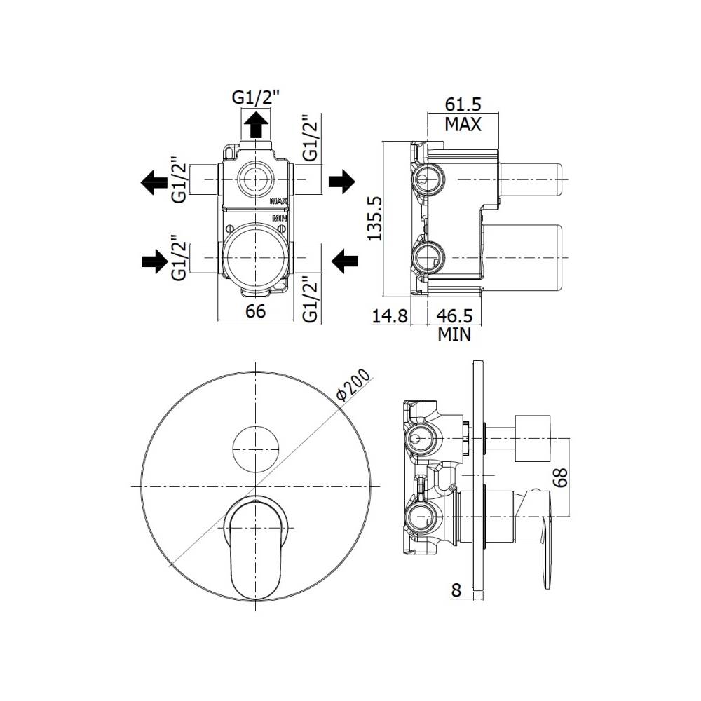  Miscelatore incasso doccia con deviatore con 3 Uscite serie Candy modello CA019CR cromato Paffoni by CeramicStore | Lo specialista del tuo bagno