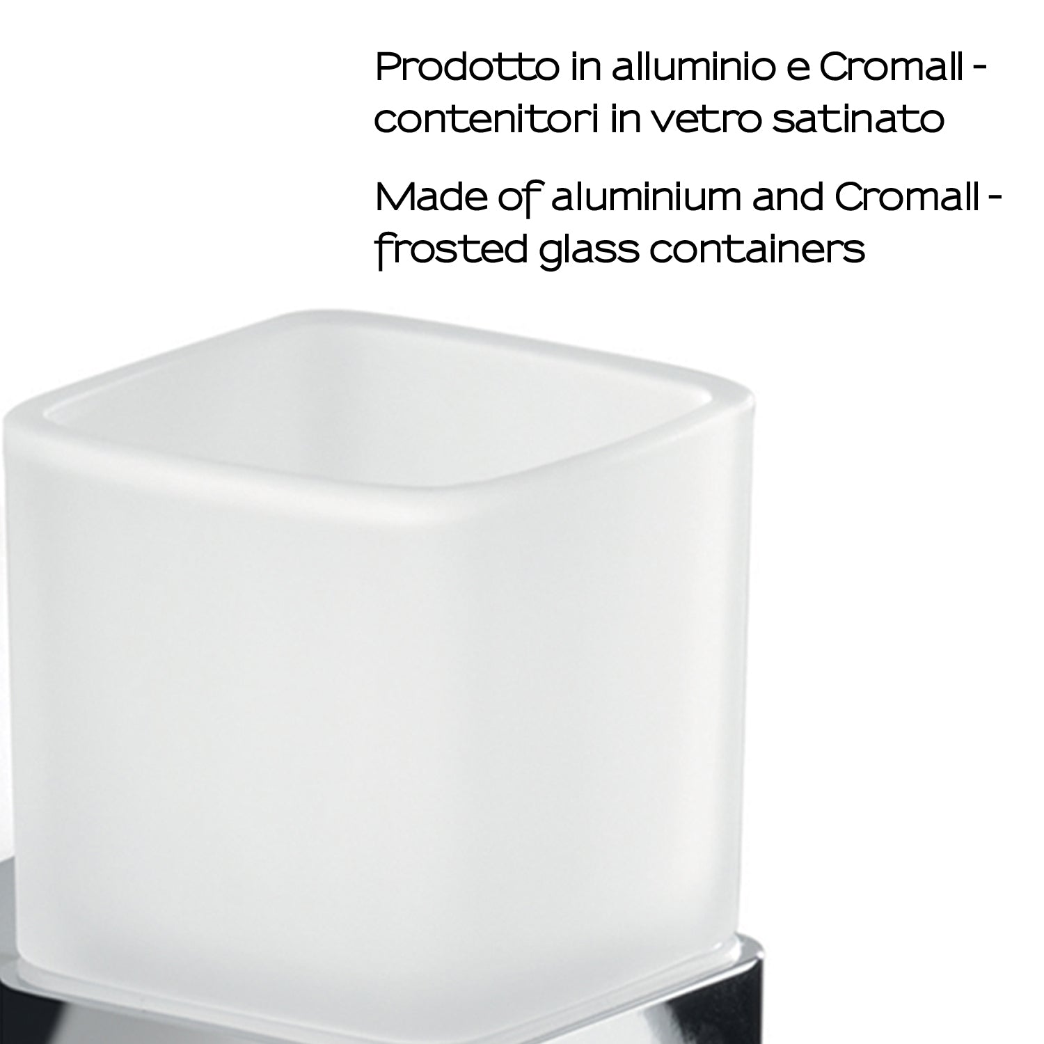  Portaspazzolini a parete con contenitore in Vetro Satinato Gedy serie Lounge - Cromato