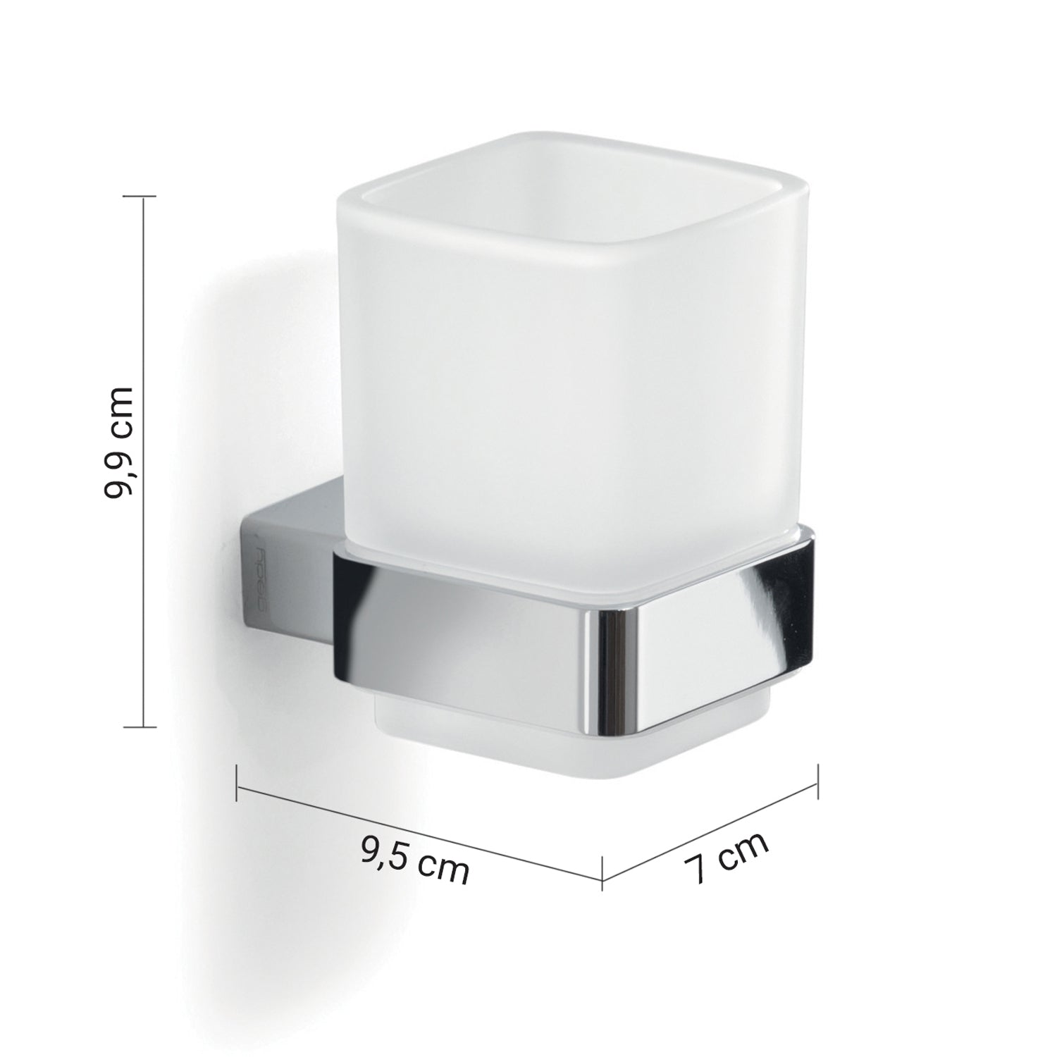  Portaspazzolini a parete con contenitore in Vetro Satinato Gedy serie Lounge - Cromato
