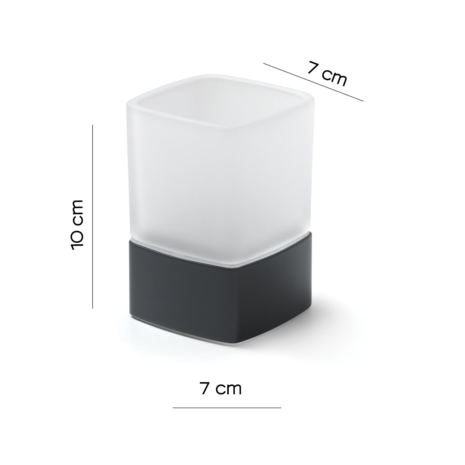  Portaspazzolini da appoggio con contenitore in Vetro satinato di Gedy serie Lounge - Nero Matt