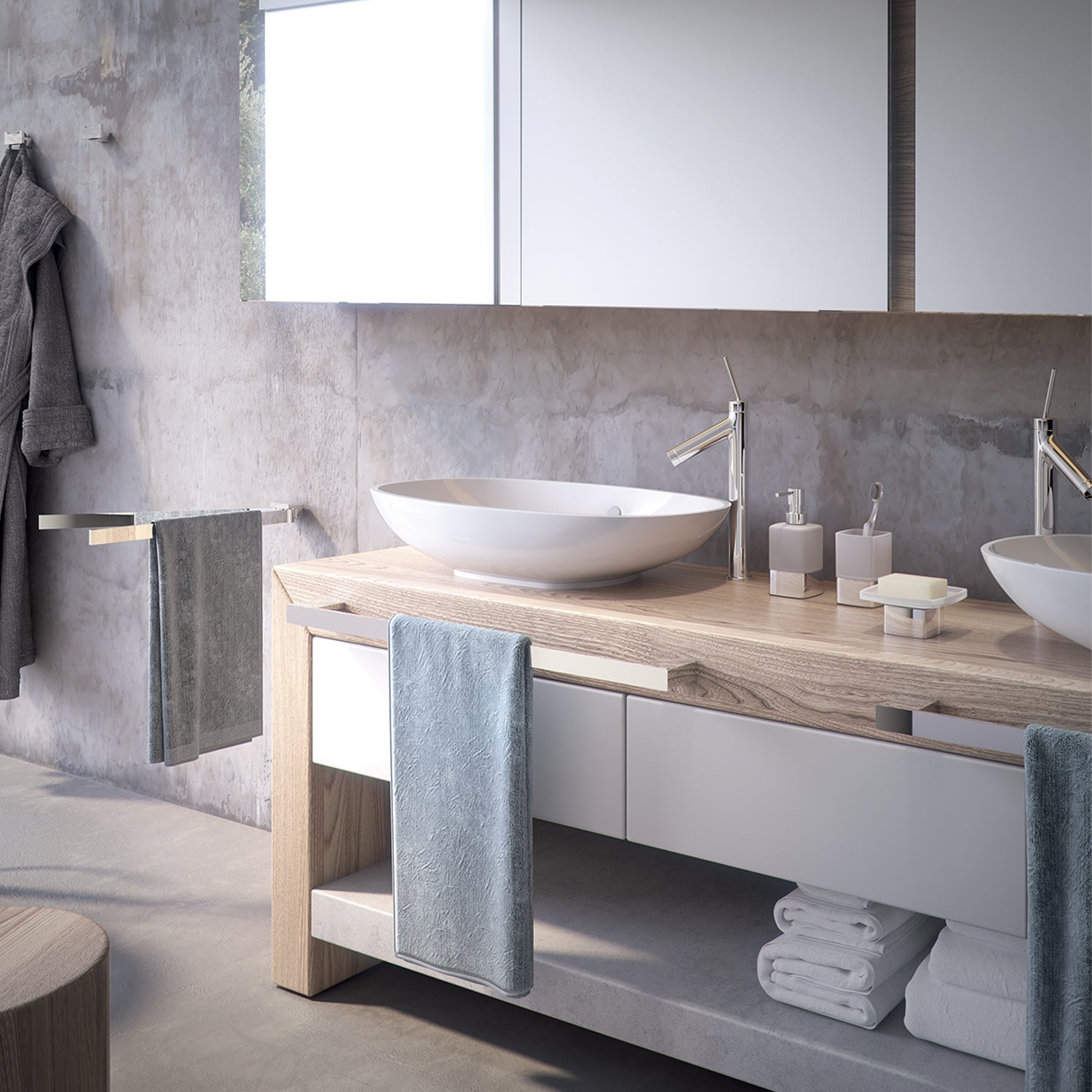  Portasalviette a parete Gedy serie Lounge 60 cm - Cromato by CeramicStore | Lo specialista del tuo bagno