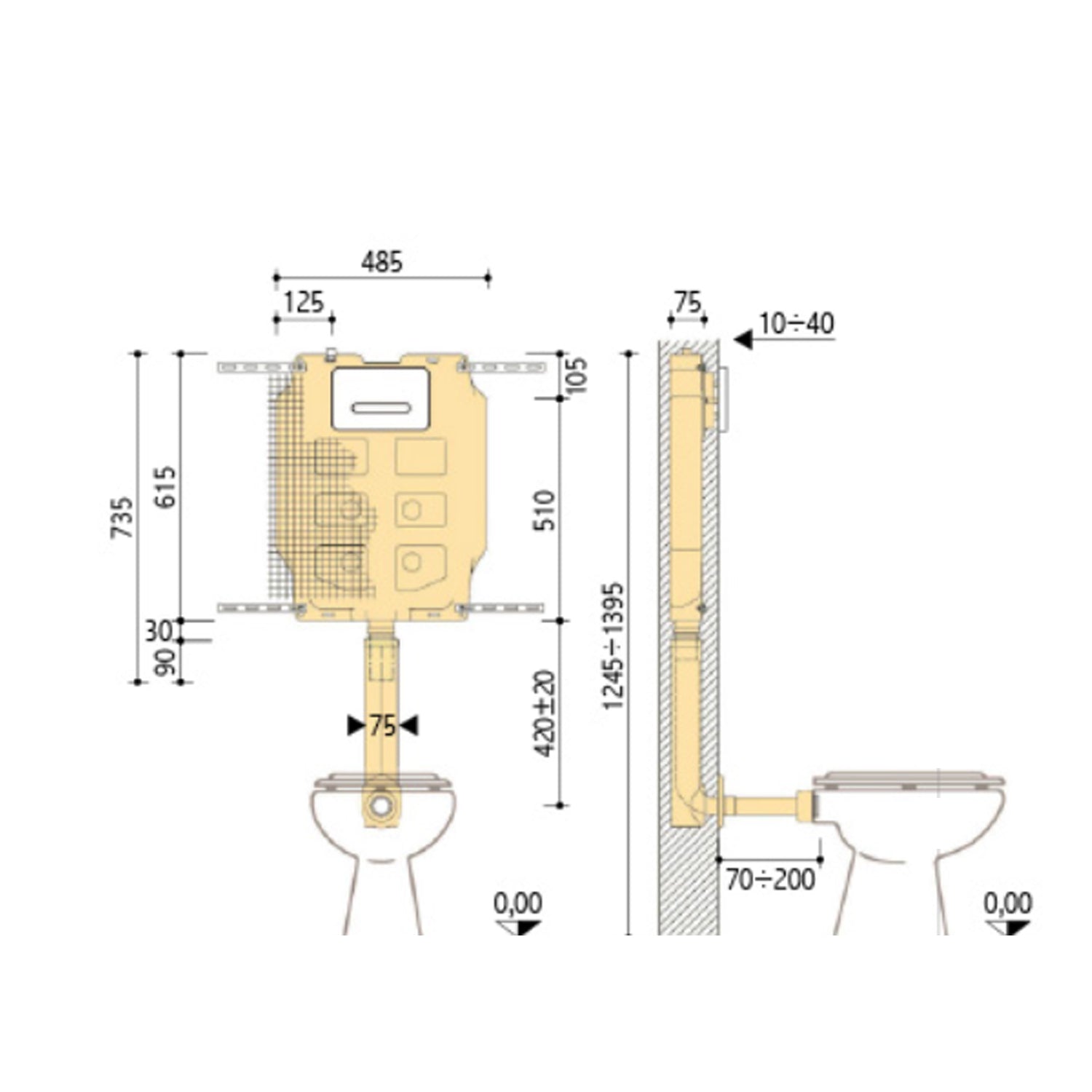Cassetta di scarico a incasso Pucci Sara per pareti in muratura - 9 Litri 2