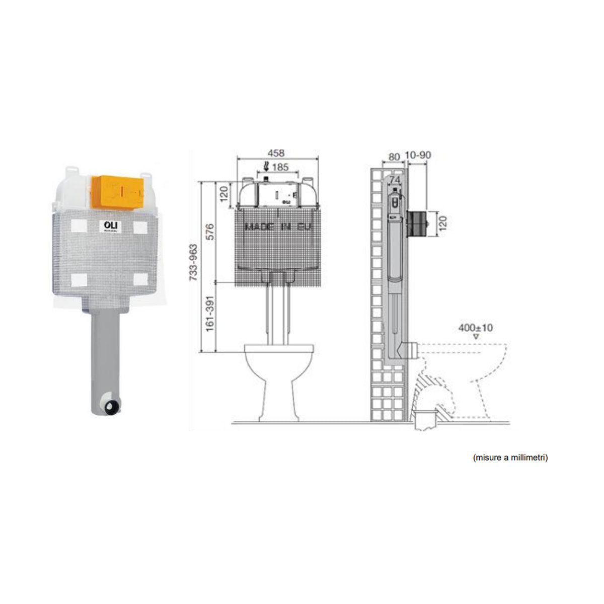 Cassetta incasso per pareti in muratura OLI 74 PLUS 3/6 LT 2