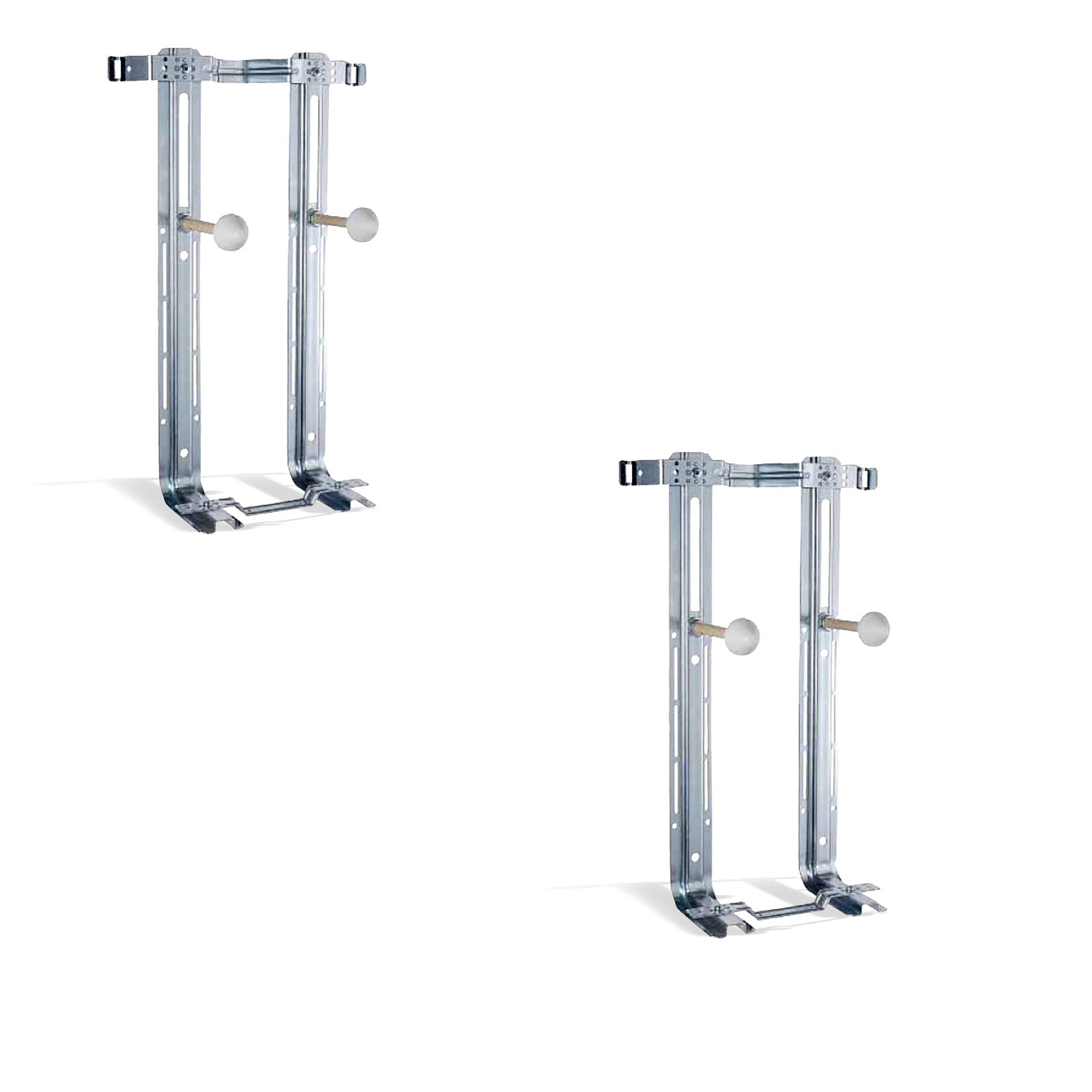 Coppia di taffe di fissaggio universali in acciaio zincato per un WC e un Bidet Sospesi