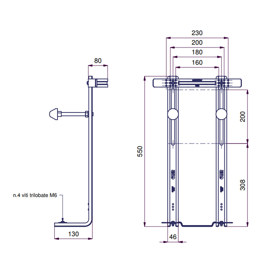 Coppia di taffe di fissaggio universali in acciaio zincato per un WC e un Bidet Sospesi 2