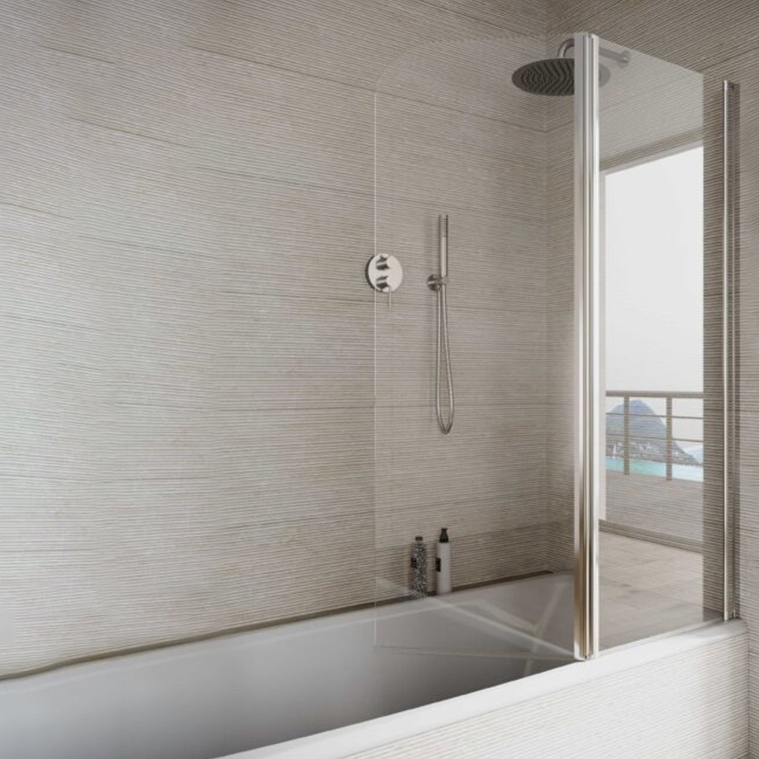 Parete vasca girevole anticalcare DocciaGo 100x150 cm - Cromo