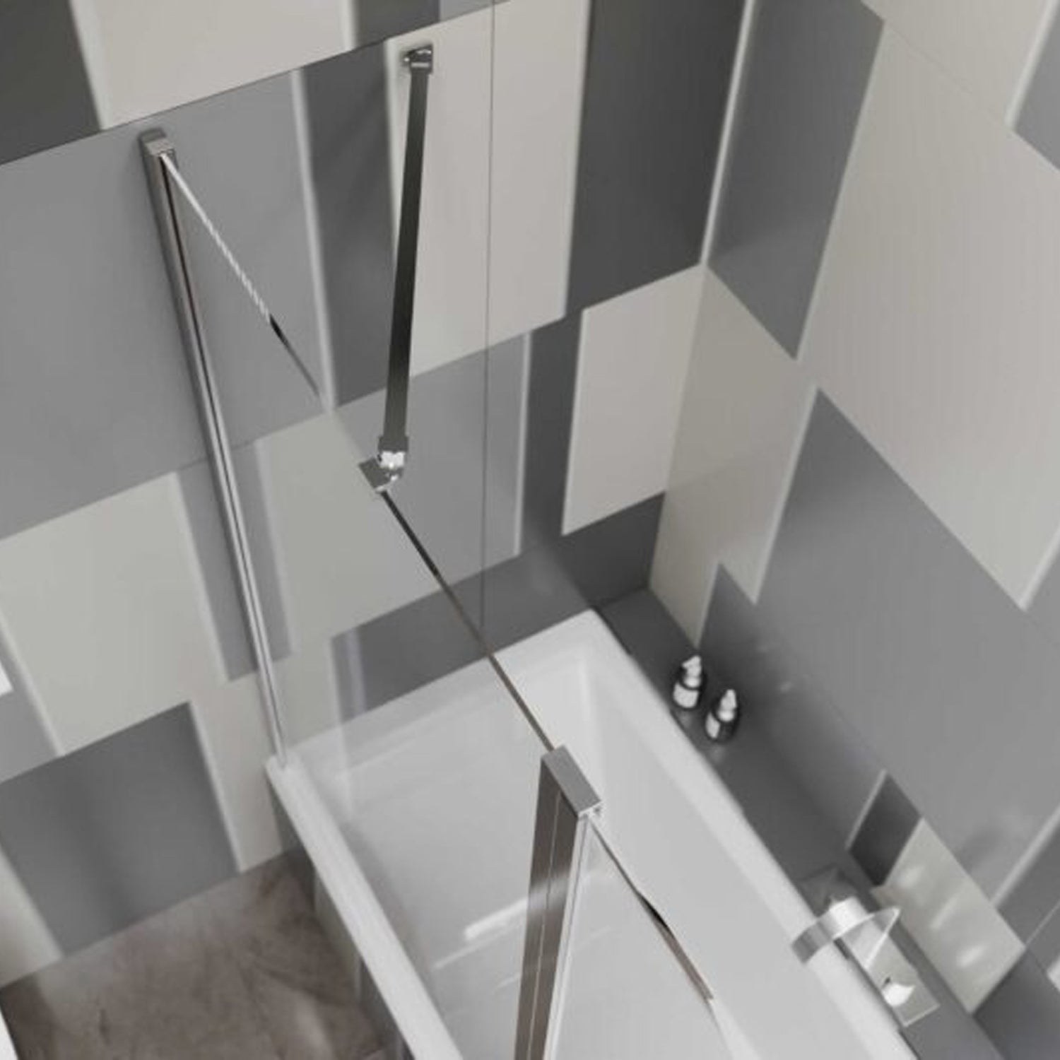 Parete vasca girevole anticalcare DocciaGo 100x150 cm - Cromo 2