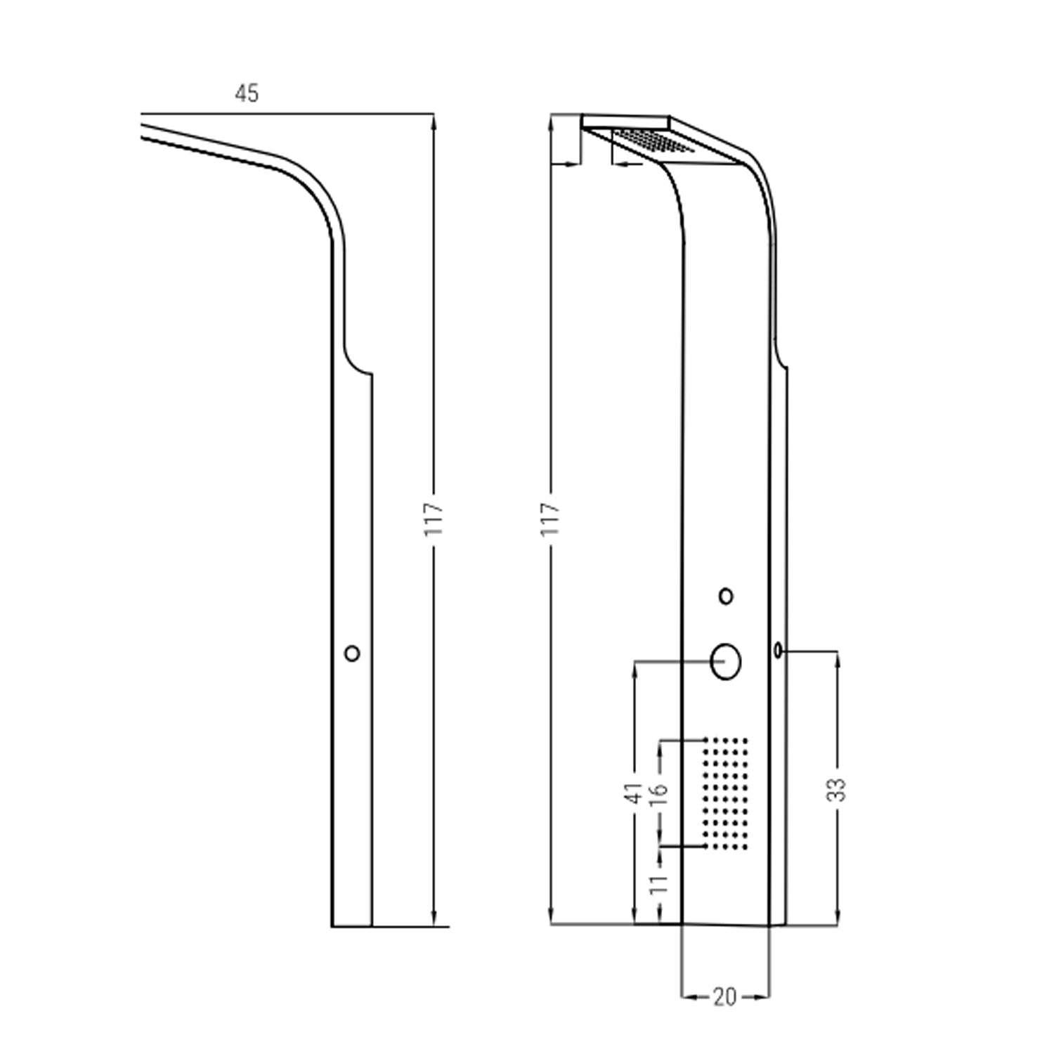 Pannello doccia multifunzione DocciaGo serie Bora in acciaio inox 117x20 cm - Spazzolato 2