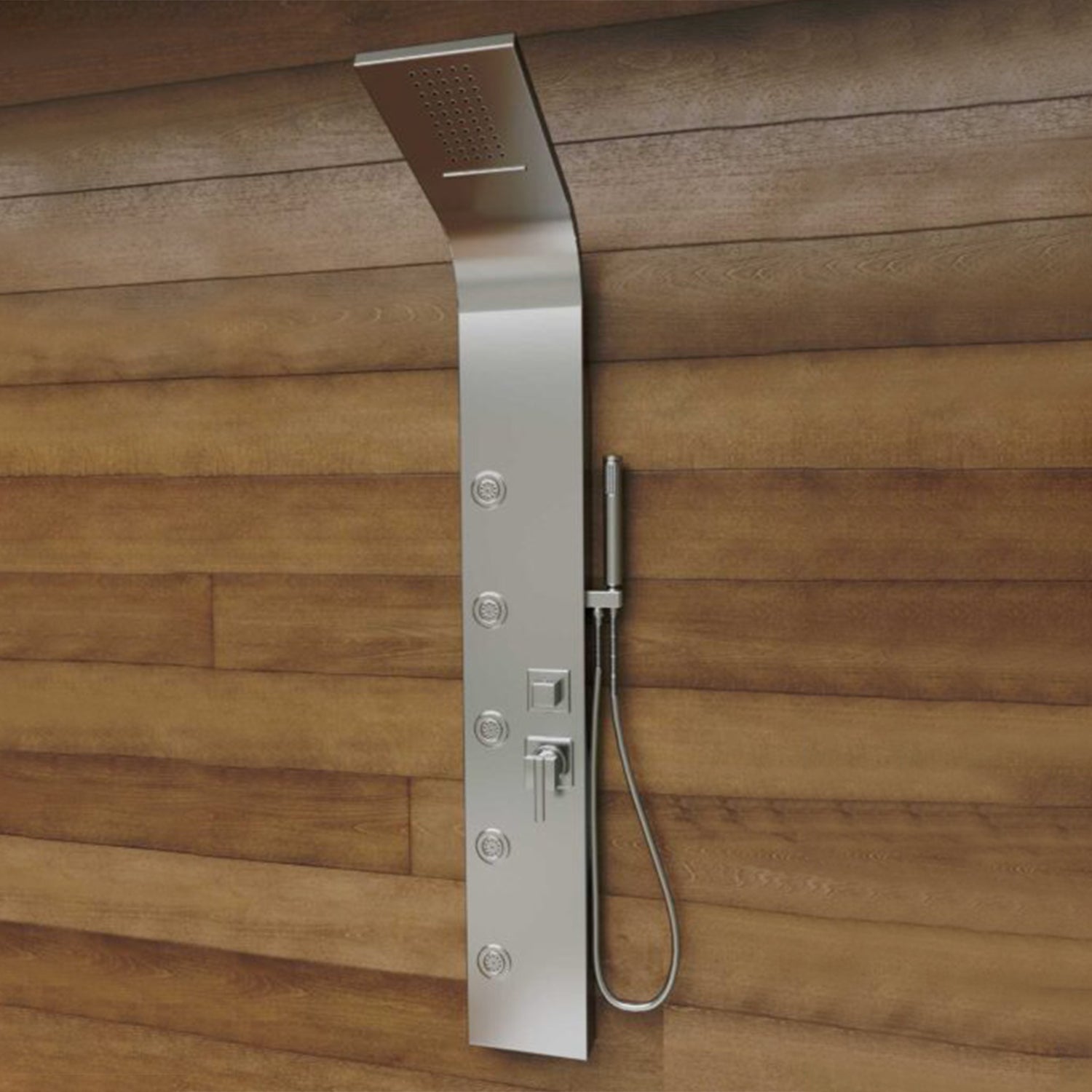 Pannello doccia multifunzione DocciaGo serie Brio in acciaio inox 150x21 cm - Spazzolato