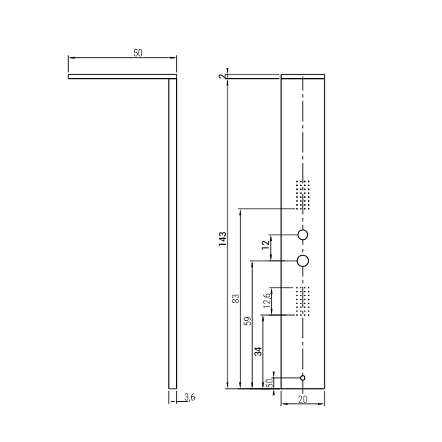 Pannello doccia multifunzione DocciaGo modello Nilo in acciaio inox 145x20 cm - Cromo 2
