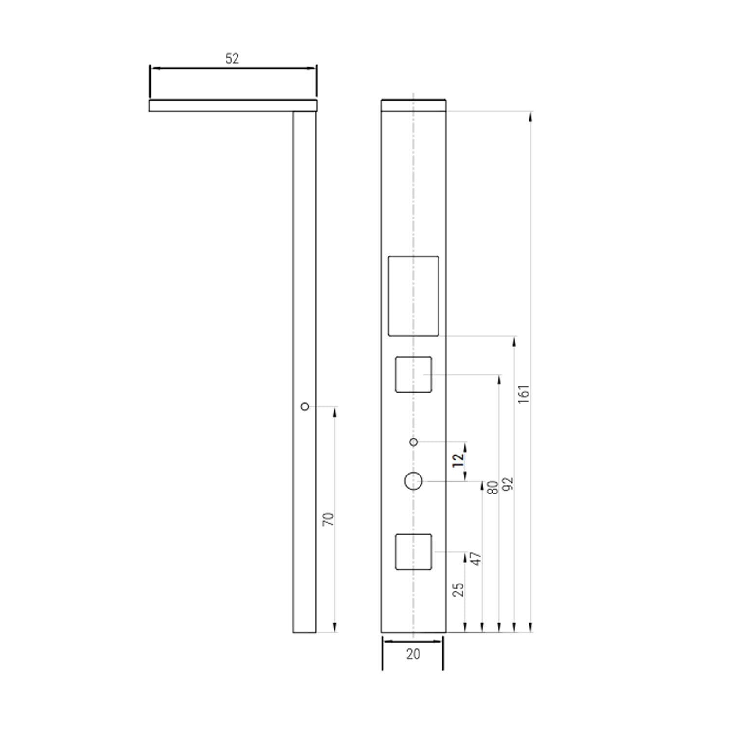 Pannello doccia multifunzione DocciaGo modello Modo in alluminio verniciato 165x20 cm - Nero Opaco 2