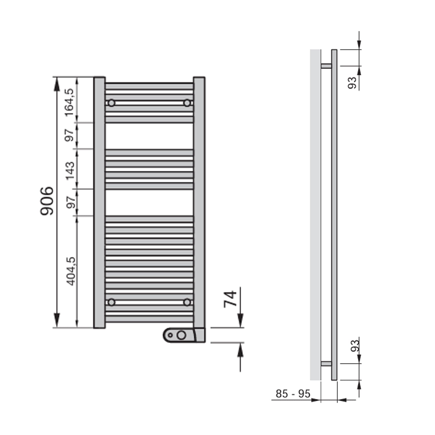 Termoarredo Elettrico Zehnder modello Aura H. 980 - Bianco 500 Watt 3