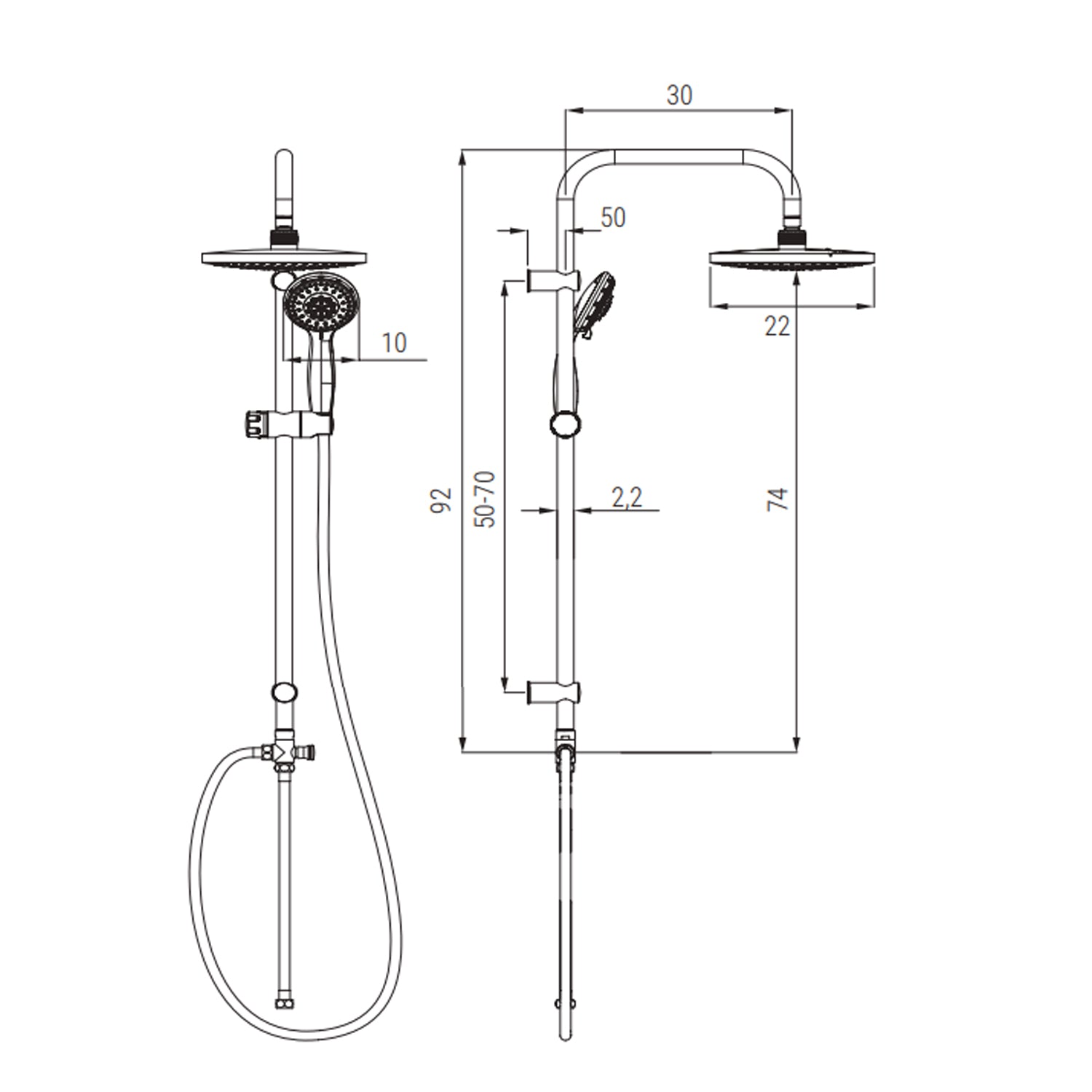 Colonna doccia in acciaio inox DocciaGo modello Selva - Cromo 2