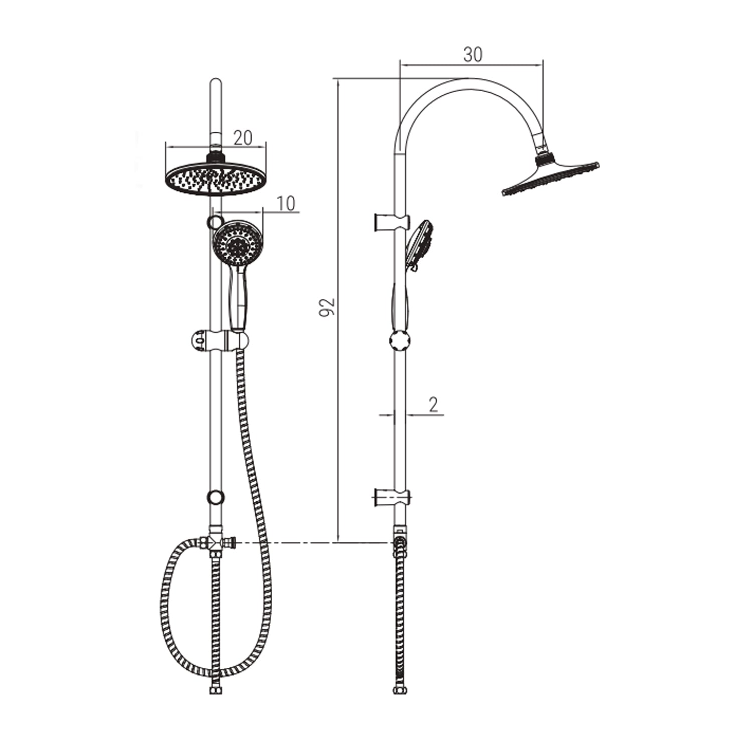 Colonna doccia in acciaio inox DocciaGo modello Alba - Cromo 2