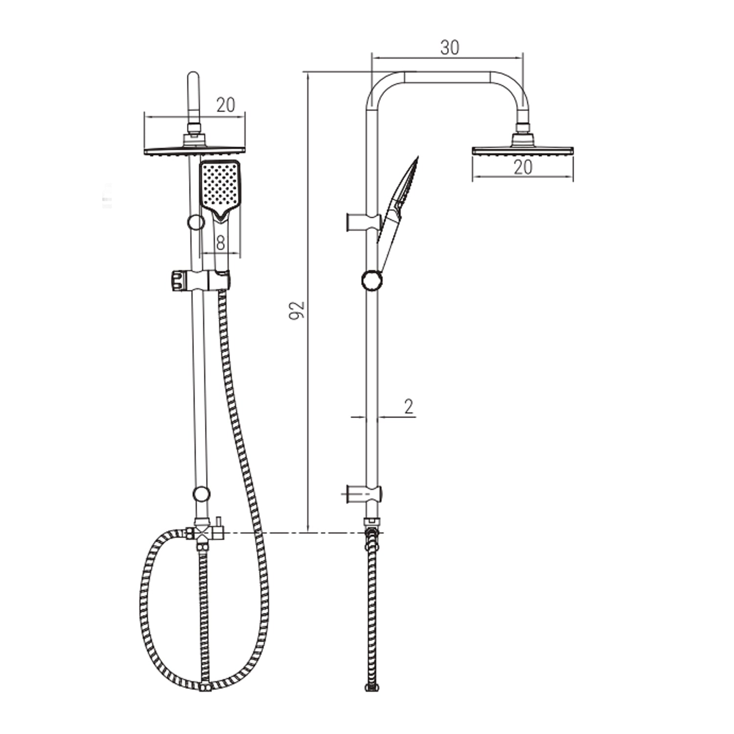 Colonna doccia in acciaio inox DocciaGo modello Nada - Cromo 2