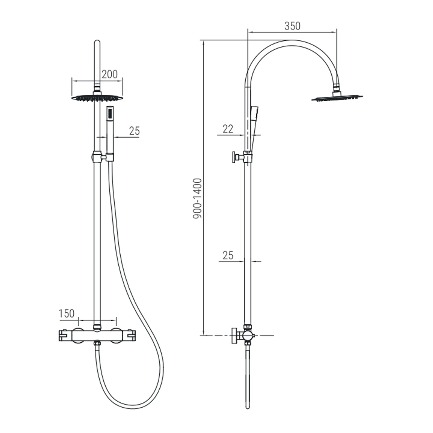 Colonna doccia in acciaio inox DocciaGo modello Run - Cromo 2