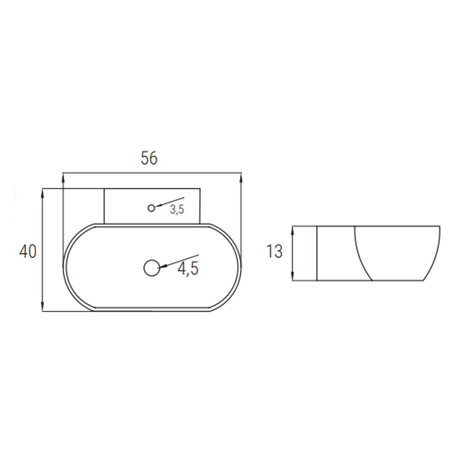 Lavabo d'appoggio ovale BathCore serie Viva 56x40 cm - Tortora opaco 2