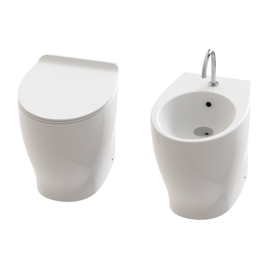 Coppia di sanitari filoparete con copriwater slim modello Gran Mascalzone cm 52 - senza brida