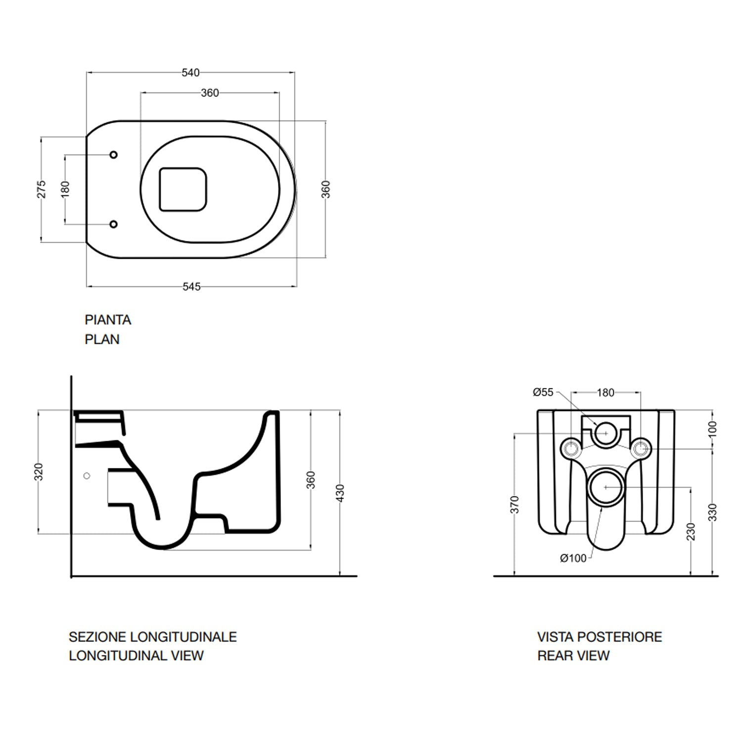 Vaso Sospeso collezione Delano di Axa 54x36xH 32 cm - Nero Opaco