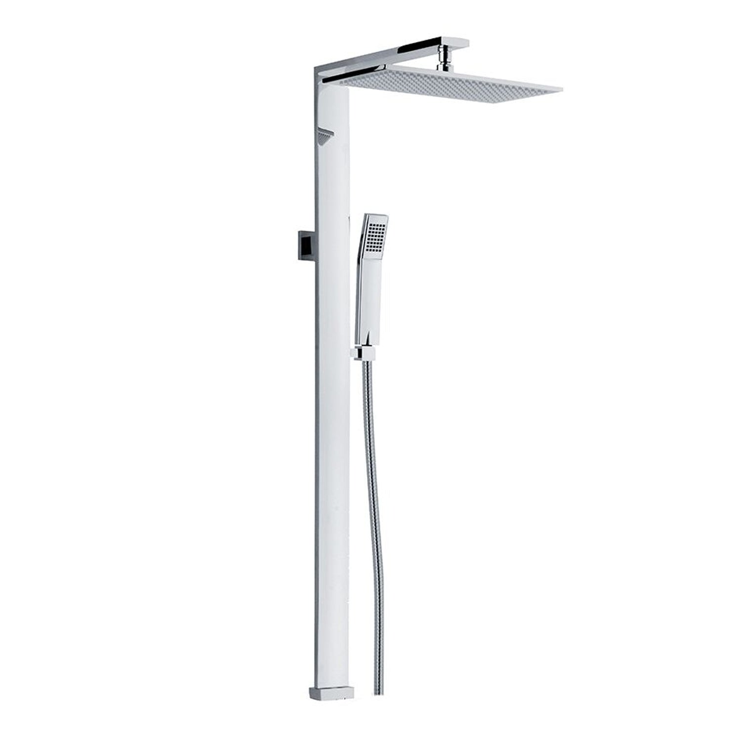 Colonna doccia rettangolare in ottone con soffione 37x18cm e doccino by CeramicStore | Lo specialista del tuo bagno