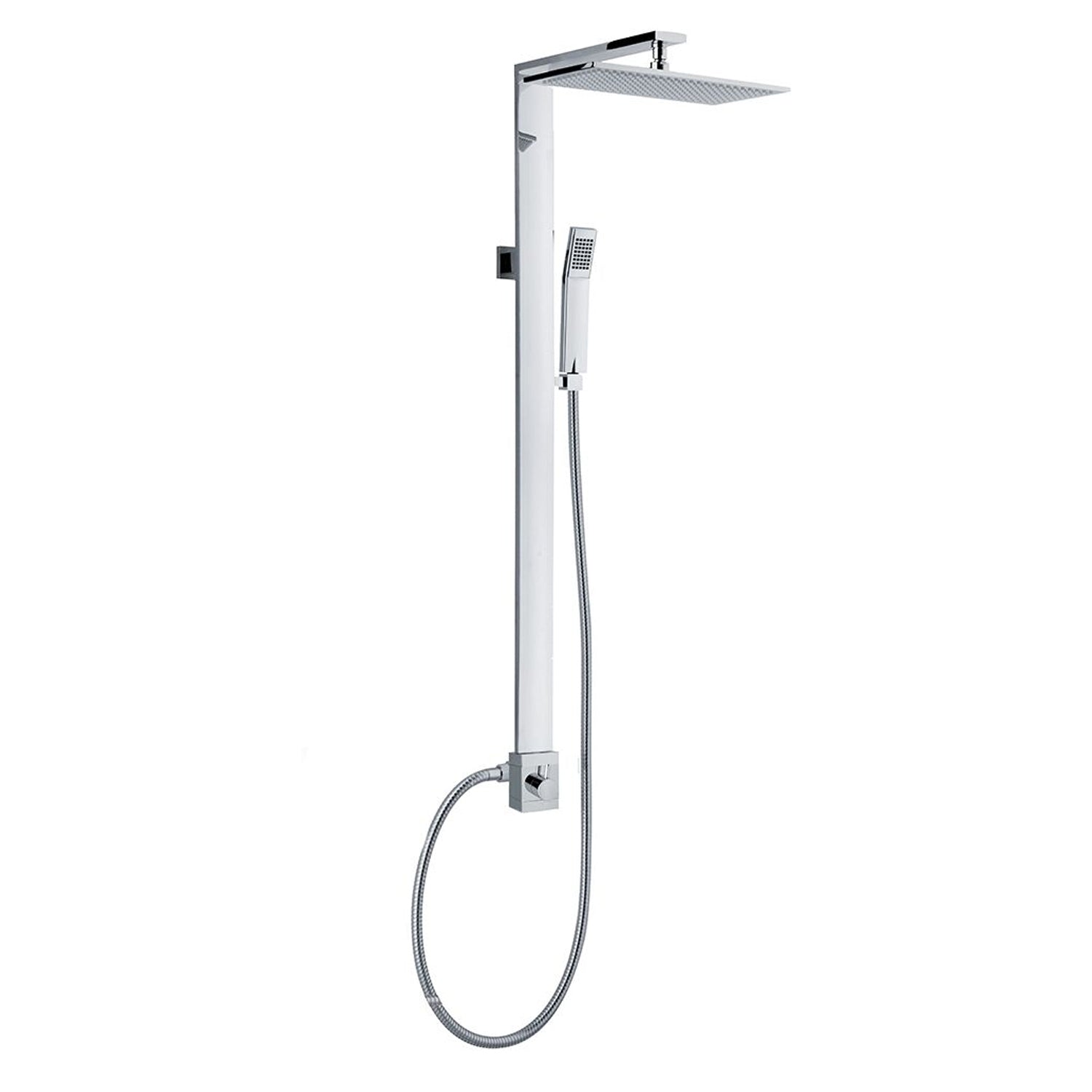 Colonna doccia rettangolare in ottone con presa acqua a muro by CeramicStore | Lo specialista del tuo bagno