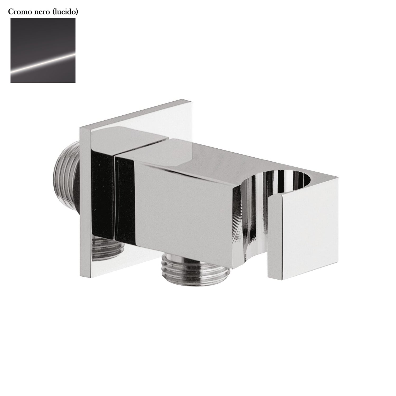 Supporto doccia fisso in ottone serie Glamour con innesto conico cromo nero by CeramicStore | Lo specialista del tuo bagno
