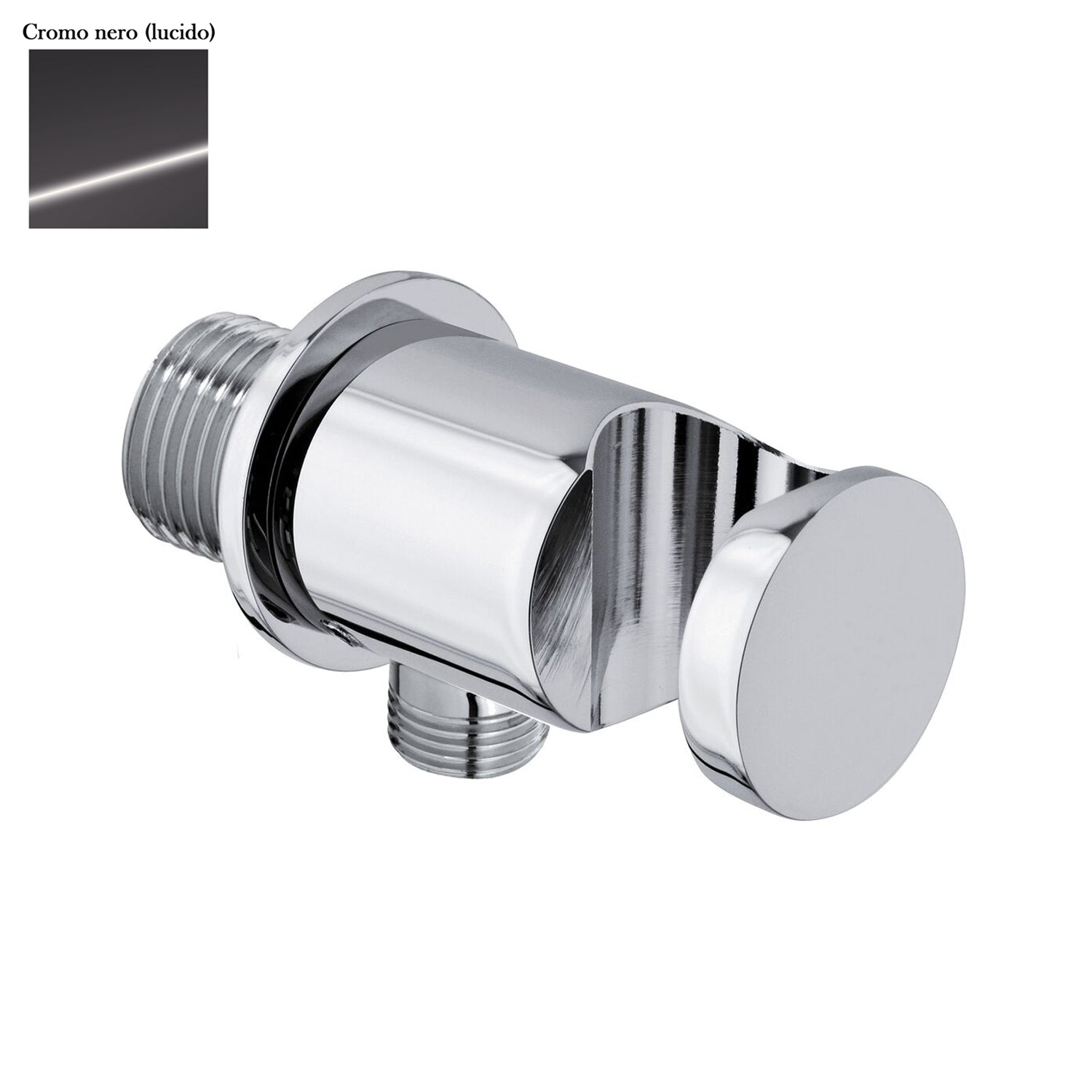 Supporto doccia fisso in ottone serie Arte con innesto conico cromo nero by CeramicStore | Lo specialista del tuo bagno