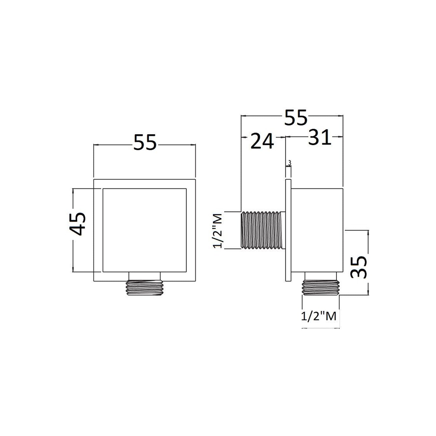  Presa acqua in ottone modello Square attacco 1/2MM by CeramicStore | Lo specialista del tuo bagno