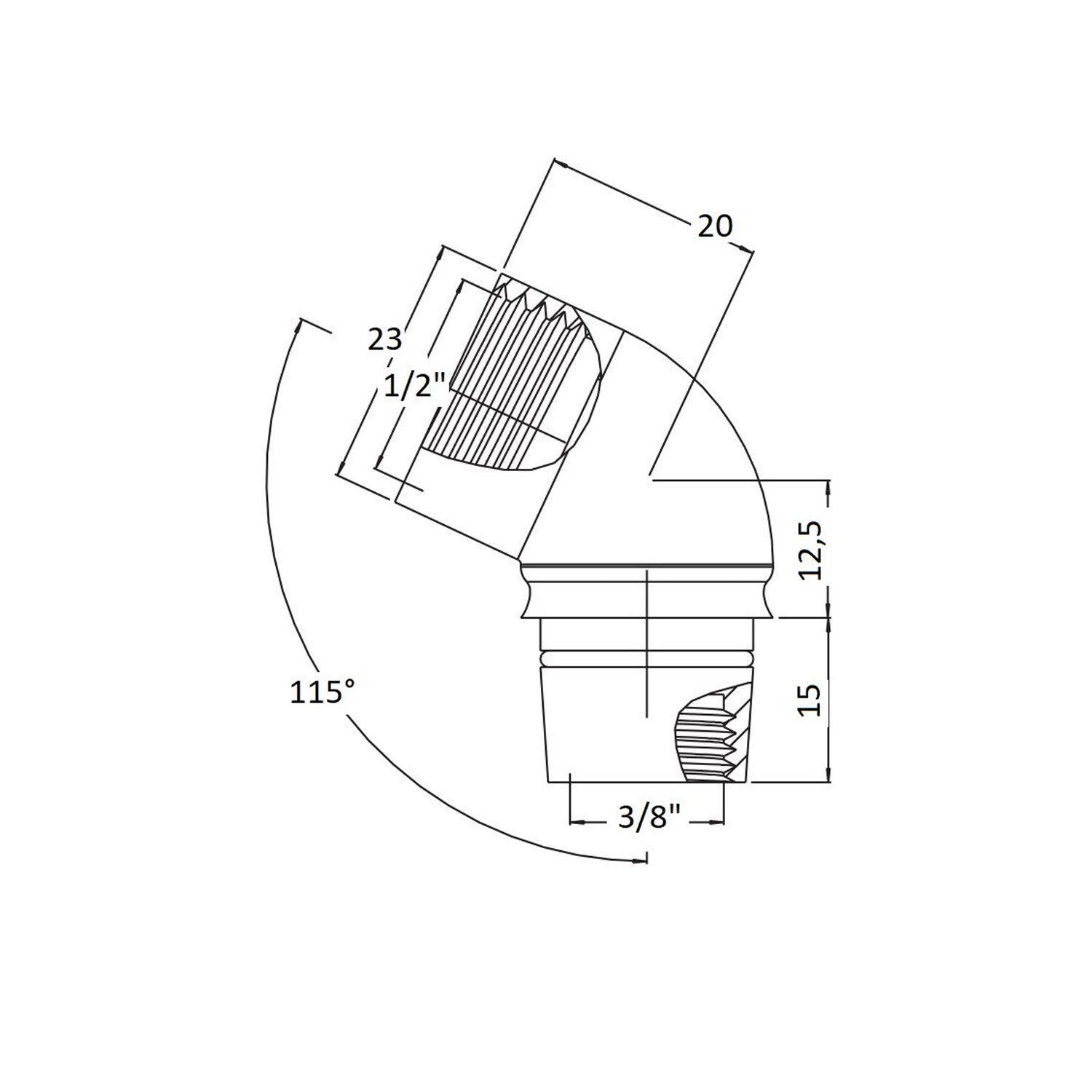  Curva per doccia in ottone estraibile by CeramicStore | Lo specialista del tuo bagno