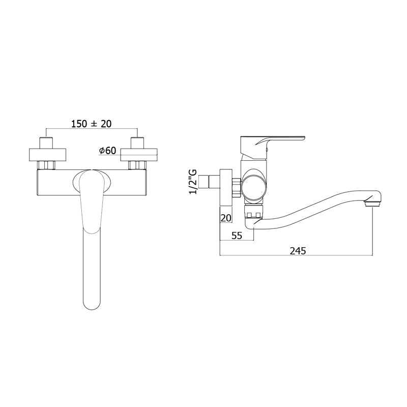  Miscelatore Lavello a Muro Paffoni Green con canna tubo serpente GRE161CR by CeramicStore | Lo specialista del tuo bagno