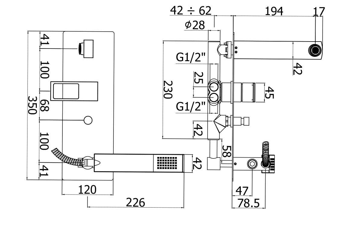  Miscelatore vasca incasso Paffoni Elle con set doccia e bocca di erogazione by CeramicStore | Lo specialista del tuo bagno