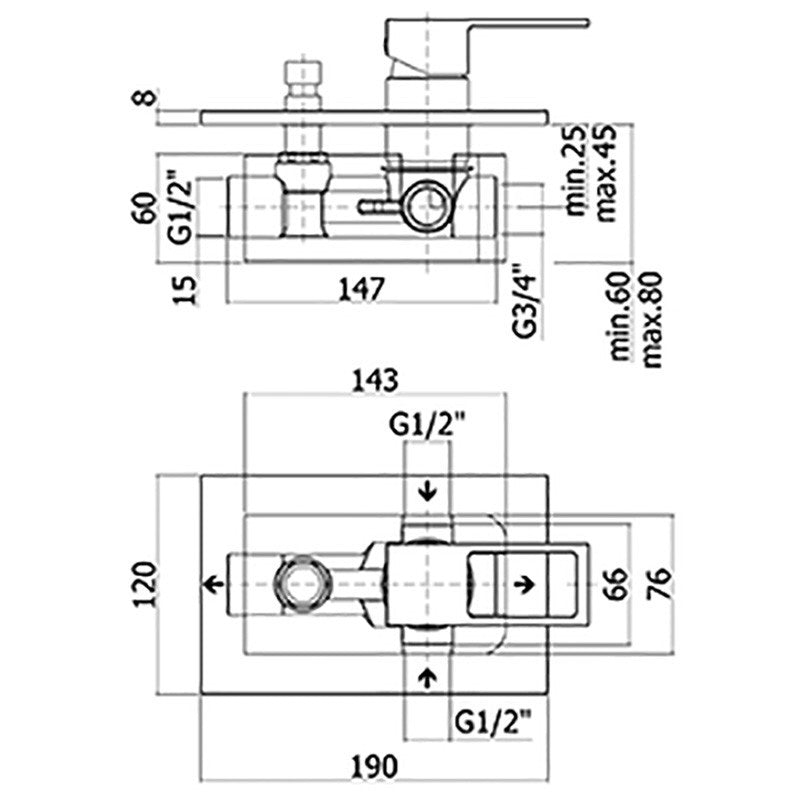  Miscelatore doccia incasso Paffoni Elle con deviatore incorporato e piastra in ABS by CeramicStore | Lo specialista del tuo bagno