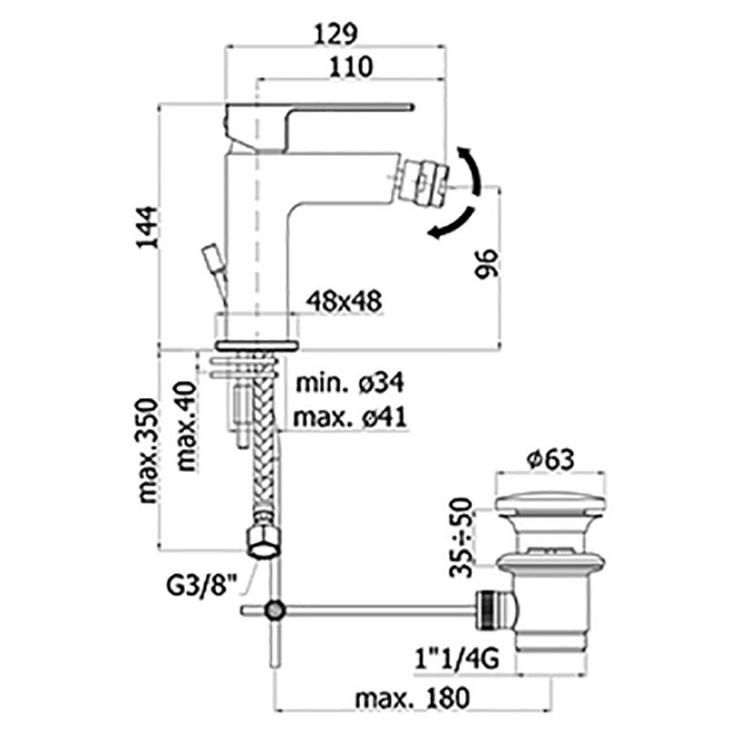 Miscelatore bidet Paffoni Effe con piletta di scarico by CeramicStore | Lo specialista del tuo bagno