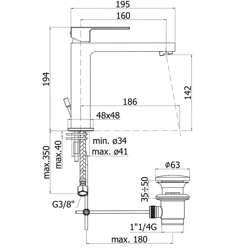  Miscelatore lavabo medio ottone cromo lucido Paffoni Elle con scarico by CeramicStore | Lo specialista del tuo bagno