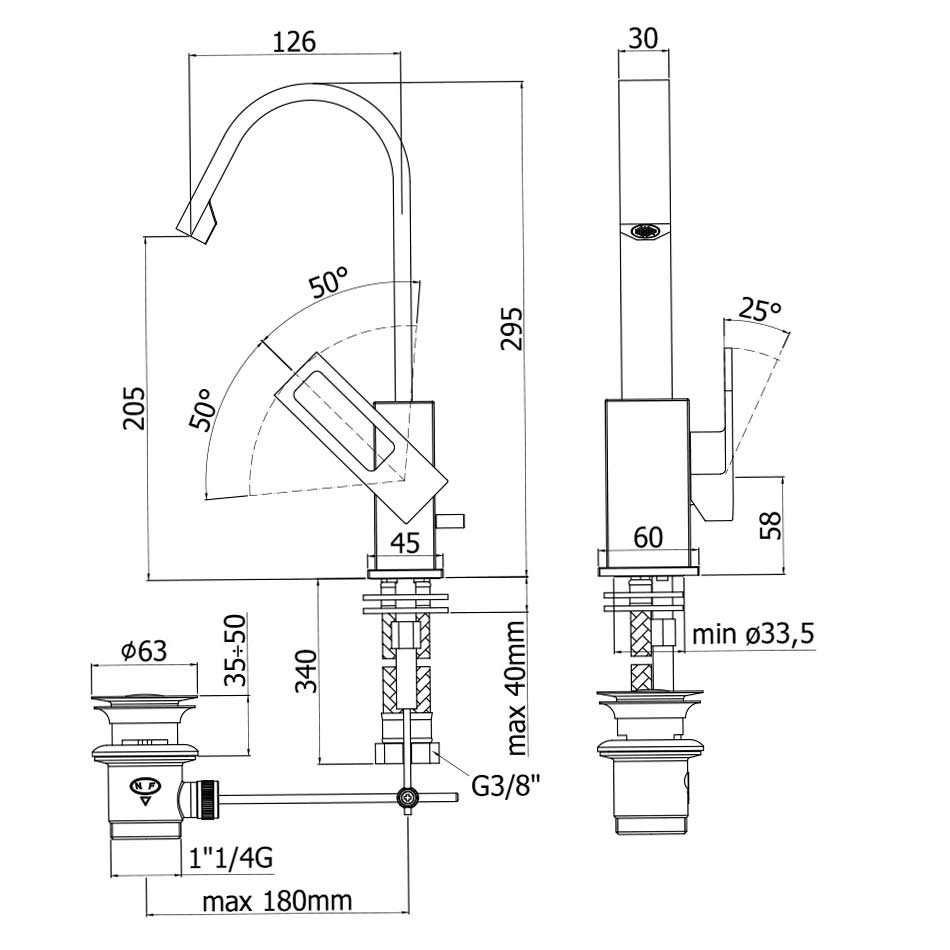  Miscelatore lavabo Paffoni Elle con canna orientabile e scarico by CeramicStore | Lo specialista del tuo bagno