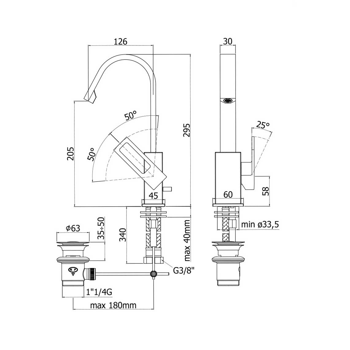  Miscelatore lavabo Paffoni Effe con canna orientabile e scarico by CeramicStore | Lo specialista del tuo bagno